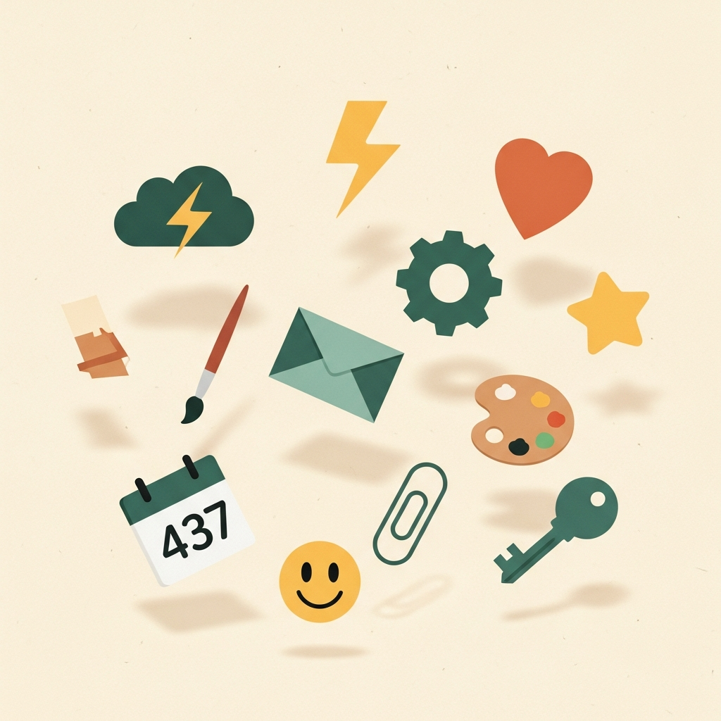 A grid of transparent PNG icons floating above a soft canvas
