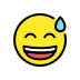 Grinning face with sweat transparent PNG